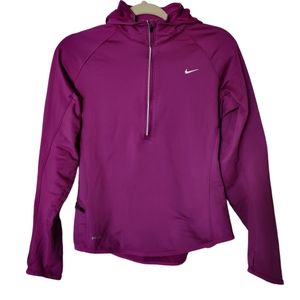 NIKE Purple Running Hiking Fishing Mock Neck Baseball Bill Hooded 1/2 Zip EUC M